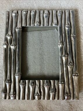 Silver Bamboo-Style Photo Frame - Accent Home Decor Tabletop 6 1/4 by 7 1/2”